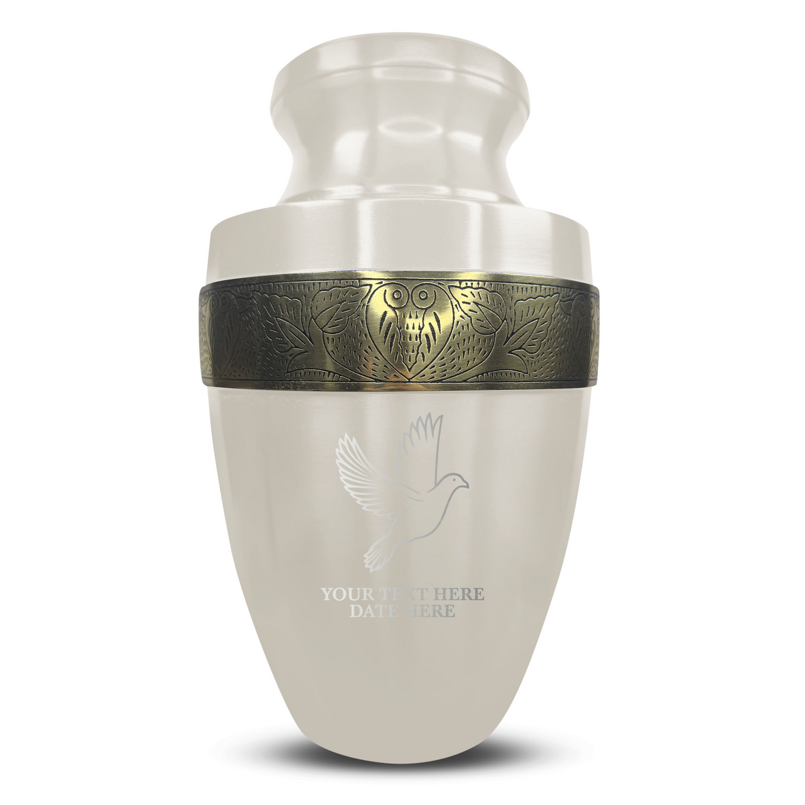 Custom Aluminum Human Urn - Memorial Dove - Elite Collection with Gold Inlay - 200 Cubic Inch