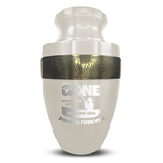 Custom Aluminum Human Urn - Funny Fishing Design - Elite Collection with Gold Inlay - 200 Cubic Inch