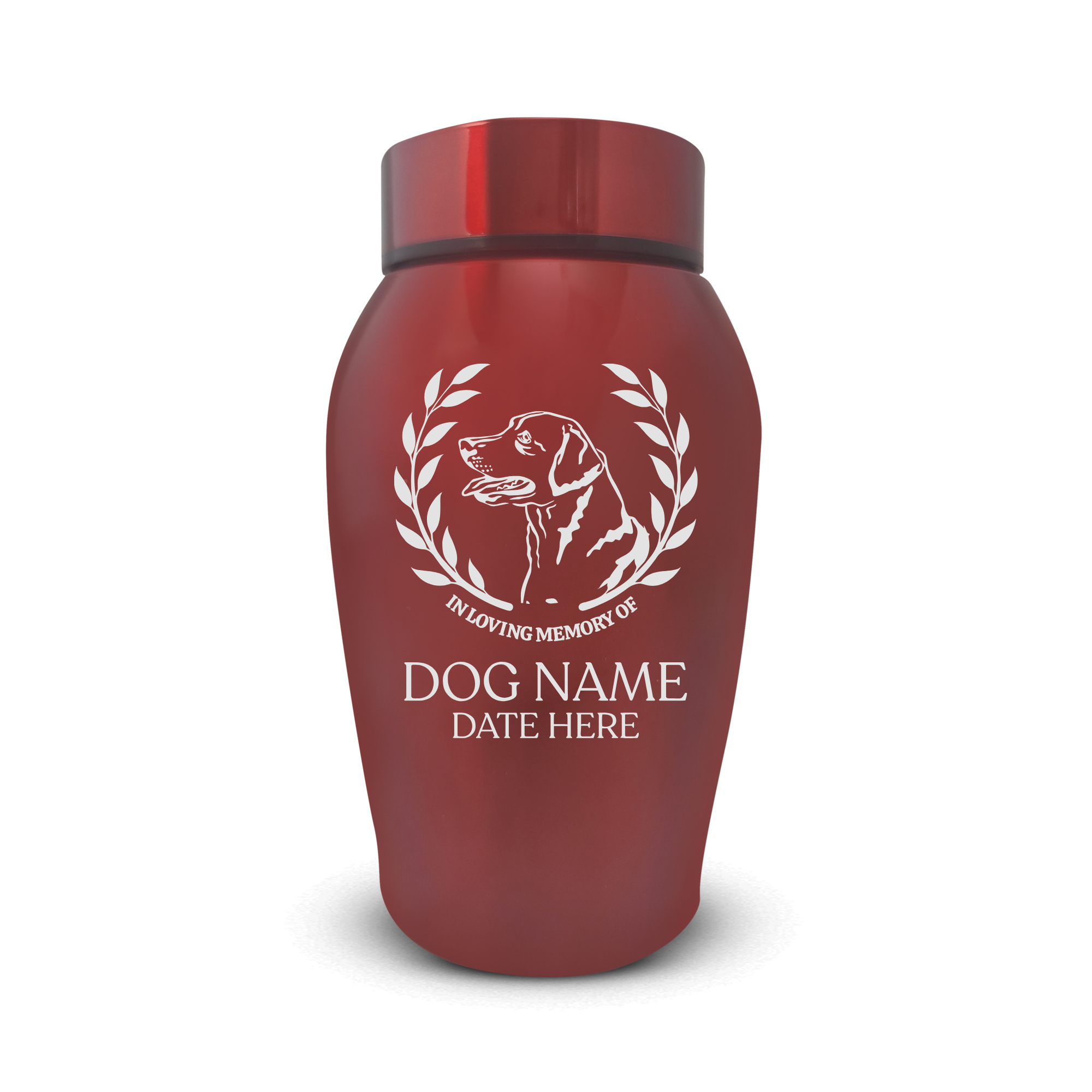 Medium Custom Dog Urn – 50 Cubic Inch – Stainless Steel | Dog Breed Design