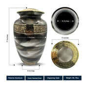 Custom Aluminum Human Urns - Suzesta Pearl White Memorial Urn - Memorial Heart Design - 200 Cubic Inch