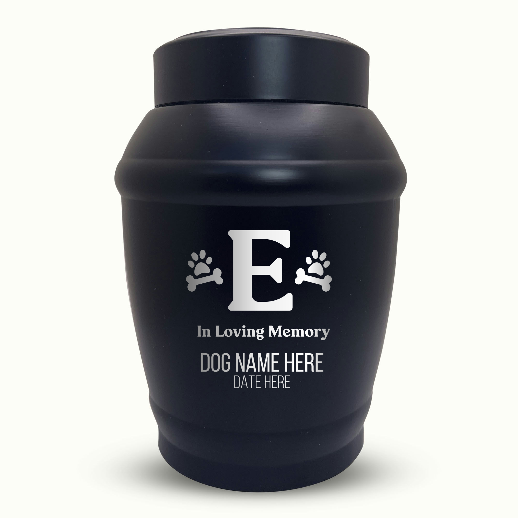 Custom Dog Urn - Standard Size - Stainless Steel - Black - 40 Cubic Inch | Forever Collection