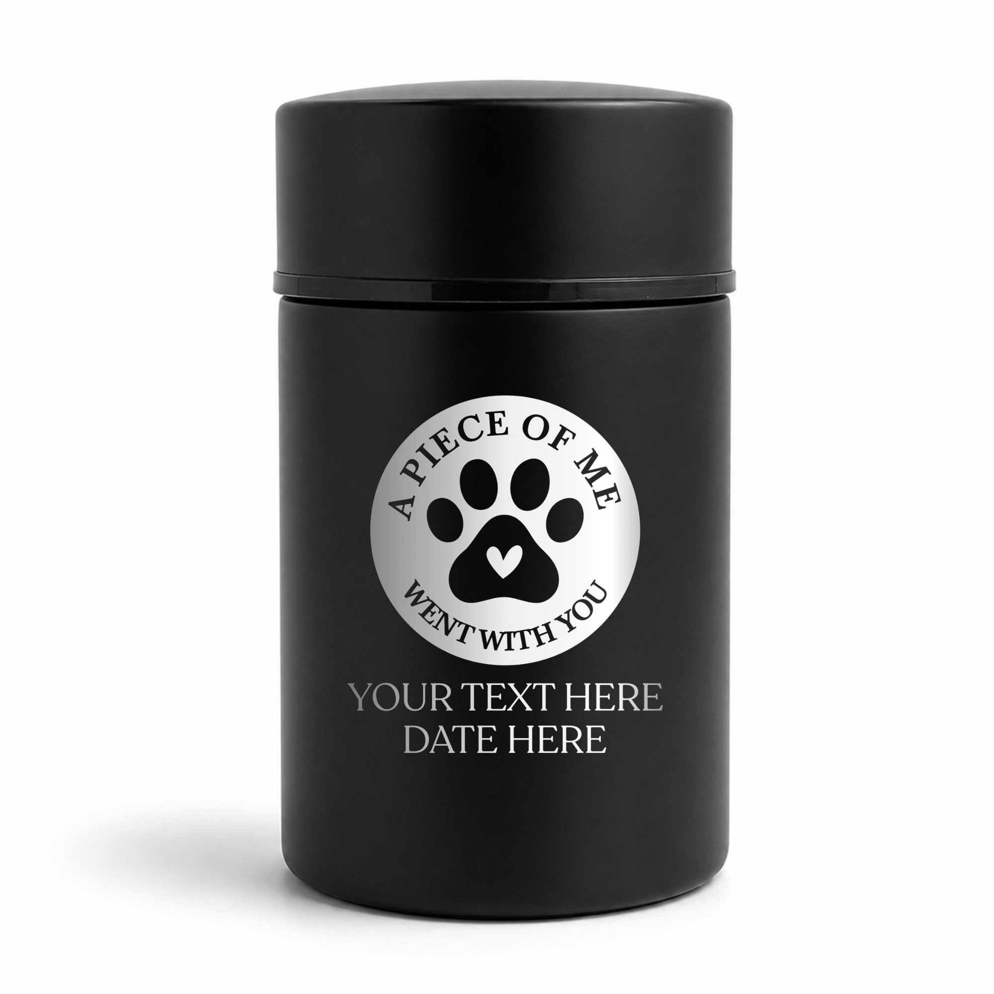 Custom Compact Mini Keepsake Cat Urn - Stainless Steel - Textured Finish - 8 Cubic Inch