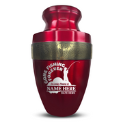 Custom Aluminum Human Urn - Funny Fishing Design - Elite Collection with Gold Inlay - 200 Cubic Inch