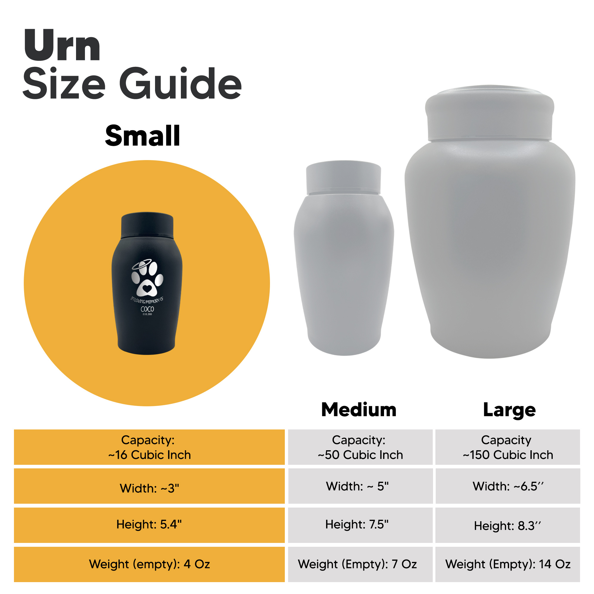 Small Cremation Urn for Pet Ashes Cremains Metal Pet Urn for Small Dog Breeds, 16 Cubic Inch | Human Bestfriend