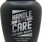 Personalized Stainless Steel Human Urn - 150 lbs - Funny Handle with Care Design