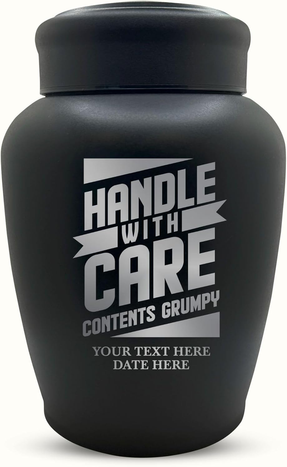 Personalized Stainless Steel Human Urn - 150 lbs - Funny Handle with Care Design
