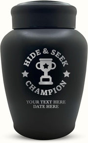 Personalized Stainless Steel Human Urn - 150 lbs - Funny Handle with Care Design