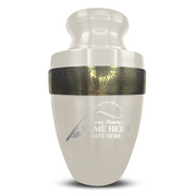Custom Aluminum Human Urn - Funny Fishing Design - Elite Collection with Gold Inlay - 200 Cubic Inch