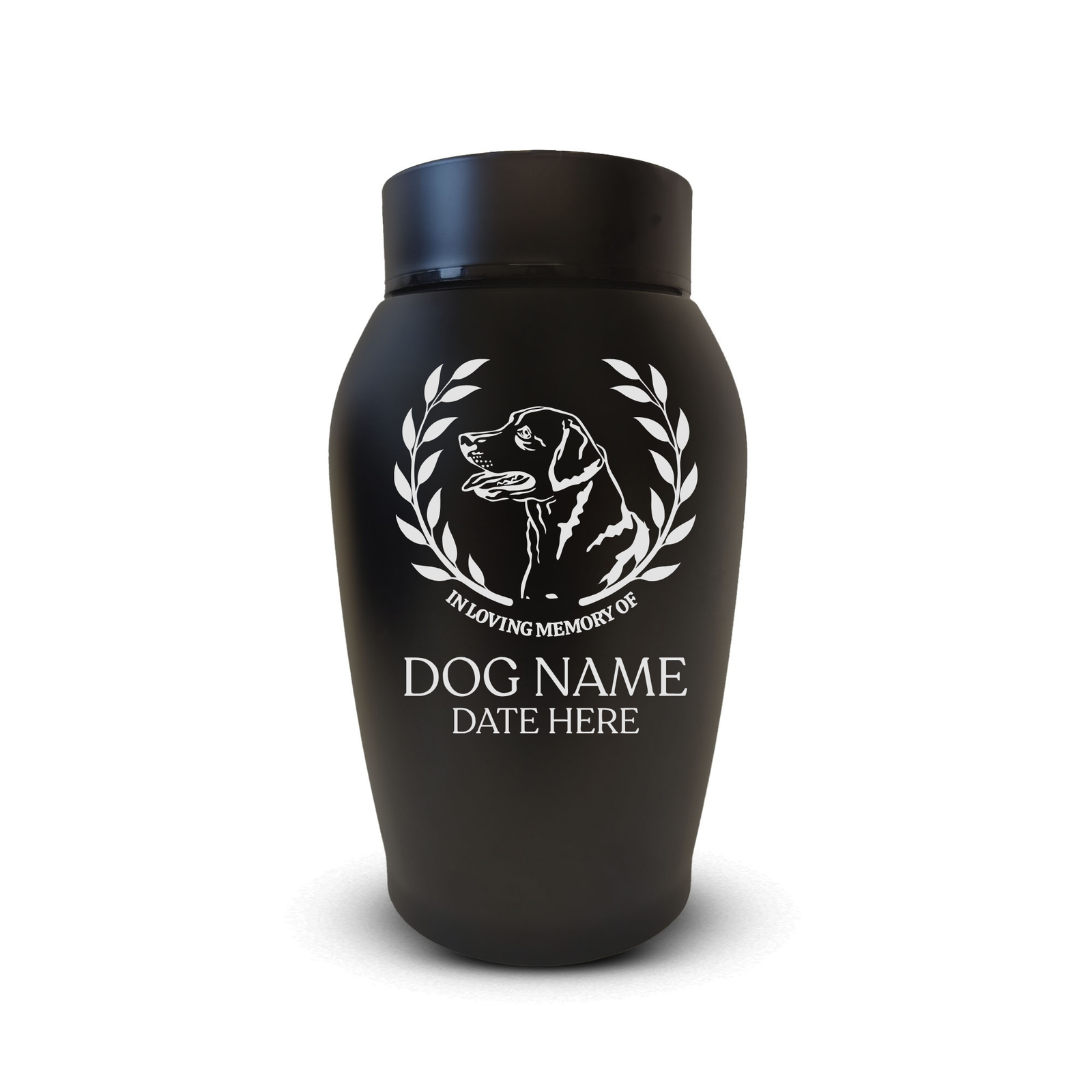 Medium Custom Dog Urn – 50 Cubic Inch – Stainless Steel | Dog Breed Design