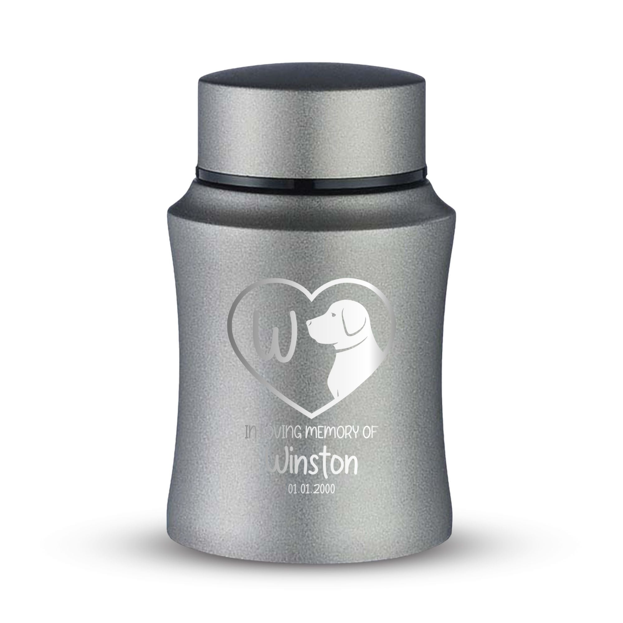 Custom Small Keepsake Cremation Urn for Small Dogs - Laser Engraved - Fit up to 10lbs - Powder Coated Stainless Steel Urn