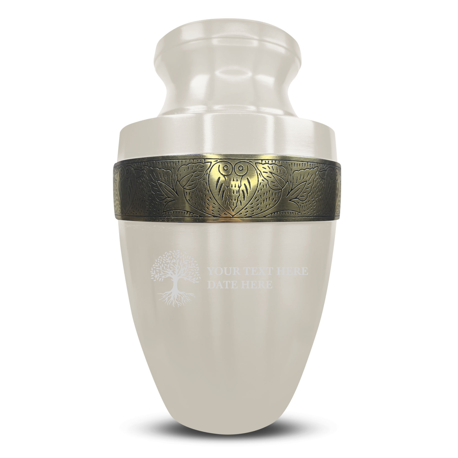 Elite Human Cremation Urn – 200 Cubic Inch – Aluminum with Gold Inlay | Tree of Life