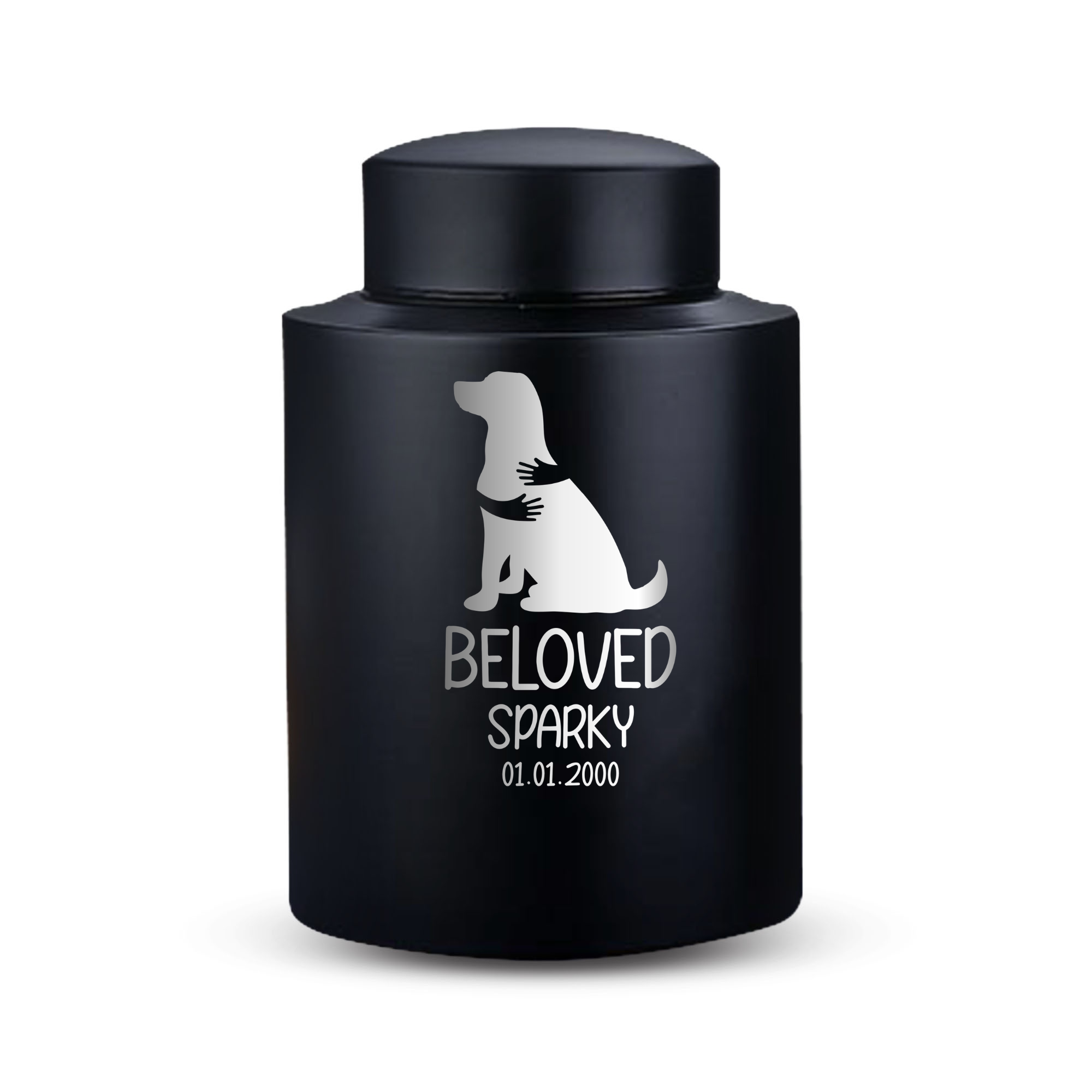 Horizon Dog Cremation Urn – Black Stainless Steel – 50–115 Cubic Inch | Human Bestfriend