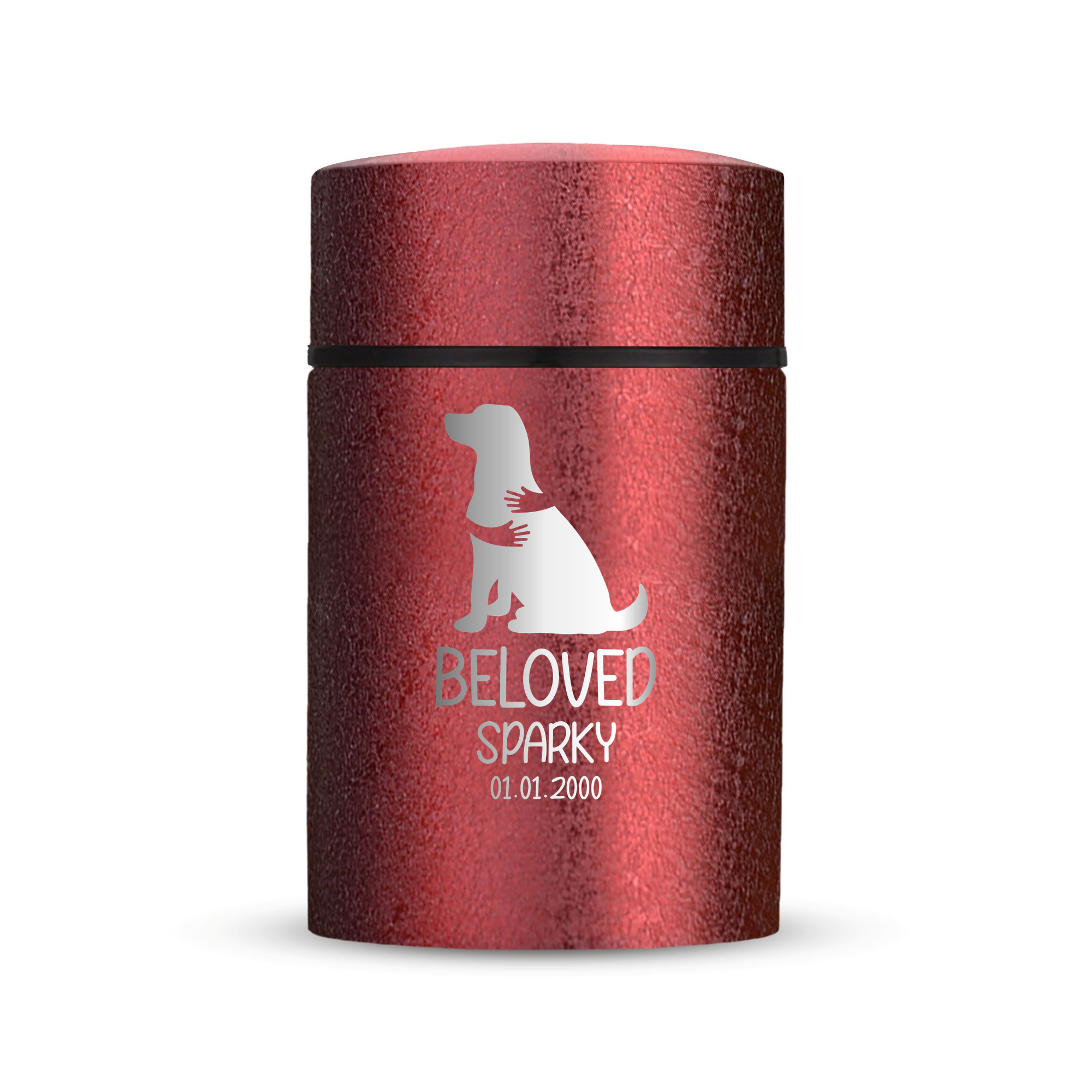 Custom Compact Mini Keepsake Dog Urn - Stainless Steel - Textured Finish - 8 Cubic Inch | Human Bestfriend