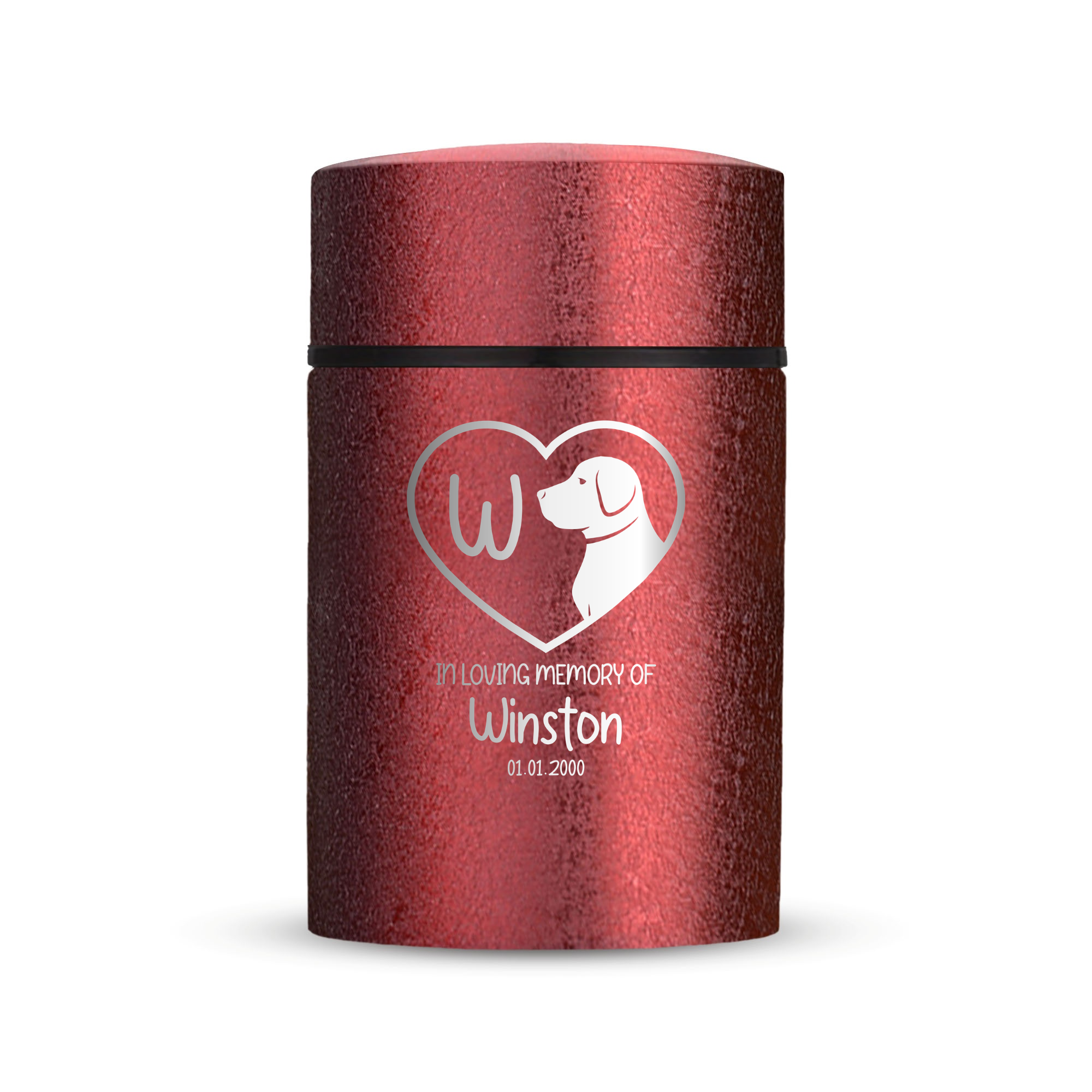 Custom Compact Mini Keepsake Dog Urn - Stainless Steel - Textured Finish - 8 Cubic Inch | Forever Collection