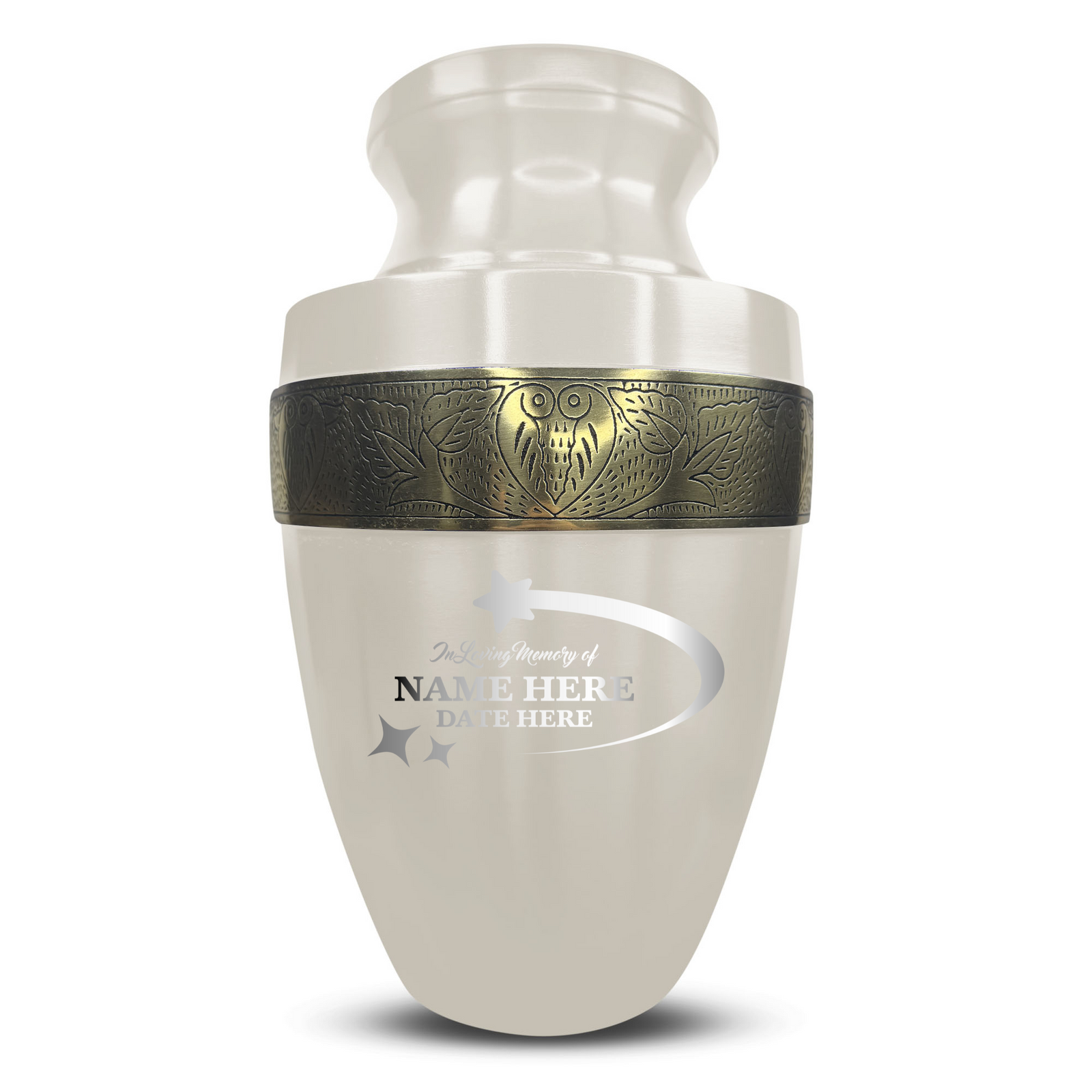 Personalized Adult Human Cremation Urn with Custom Engraved Name on Metal Aluminum Vessel for Ashes and Remains | Elite Series Human Urn with Gold Inlay | 200 Lbs | Stars | Black