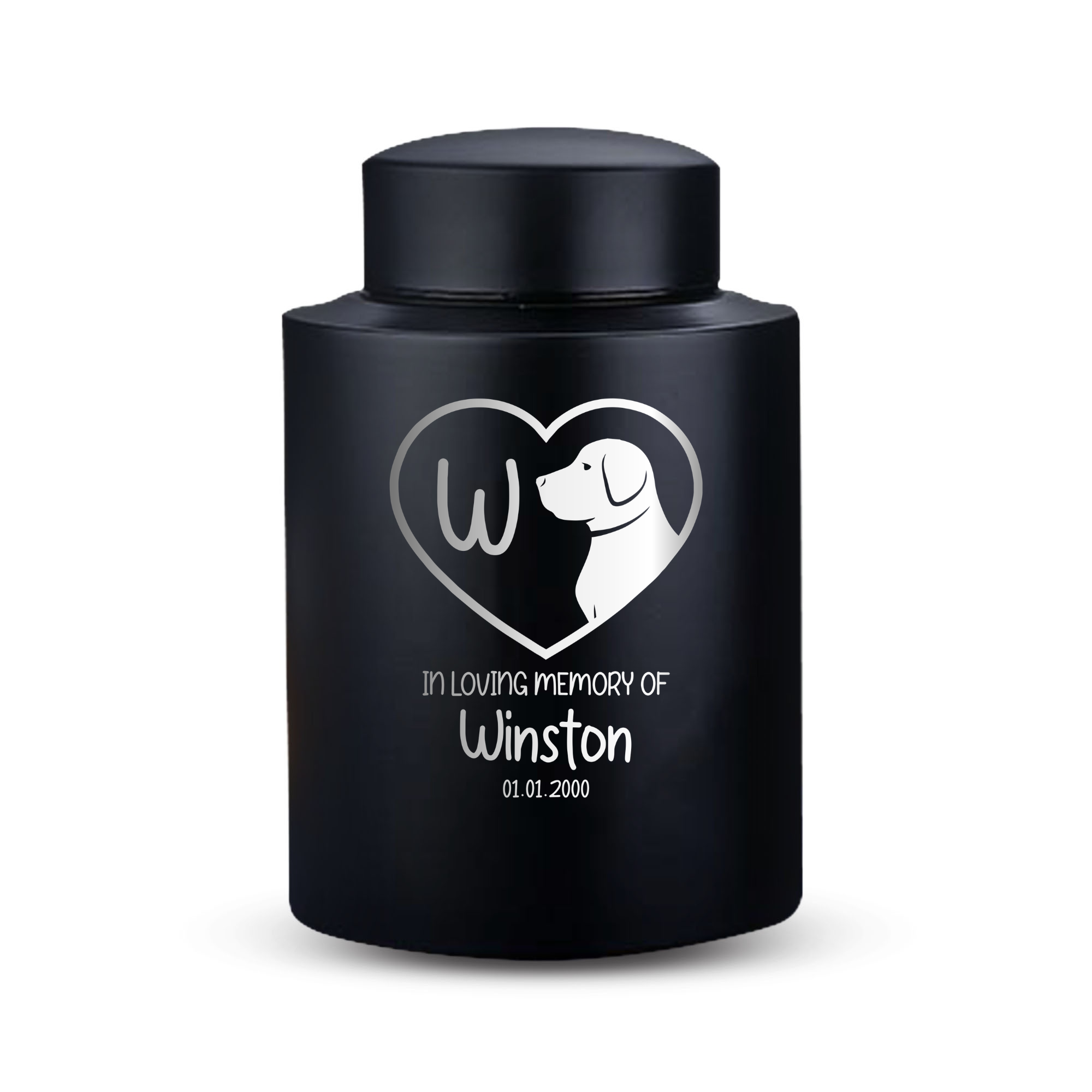 Horizon Dog Cremation Urn – Black Stainless Steel – 50–115 Cubic Inch | Forever Collection