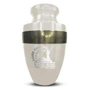 Custom Aluminum Human Urn - Funny Fishing Design - Elite Collection with Gold Inlay - 200 Cubic Inch