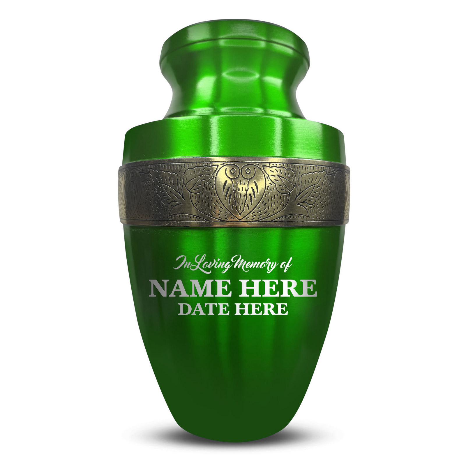 Personalized Adult Human Cremation Urn with Custom Engraved Name on Metal Aluminum Vessel for Ashes and Remains | Elite Series Human Urn with Gold Inlay | 200 Lbs | Your Text Here/No Design | Black