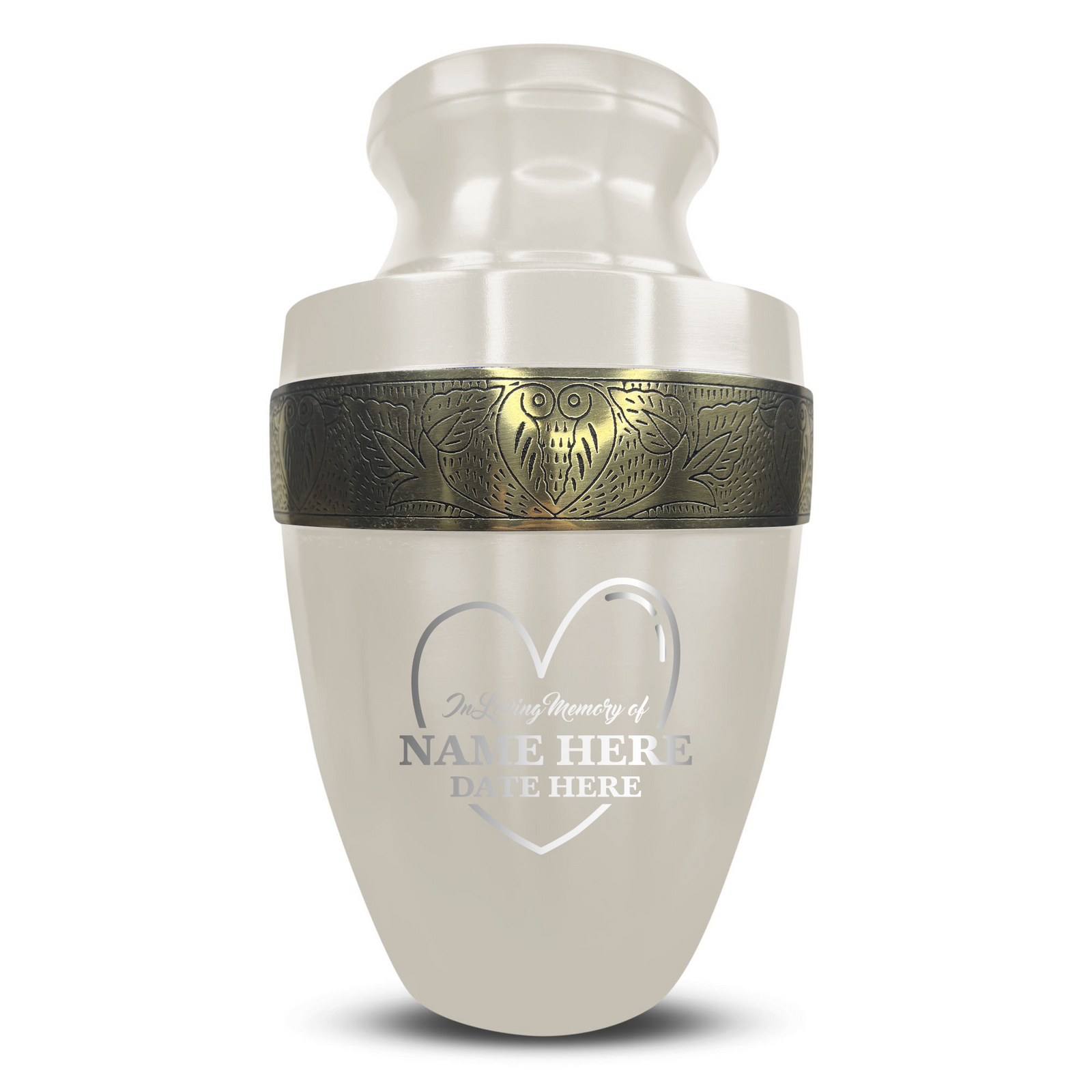 Personalized Adult Human Cremation Urn with Custom Engraved Name on Metal Aluminum Vessel for Ashes and Remains | Elite Series Human Urn with Gold Inlay | 200 Lbs | Heart | Black