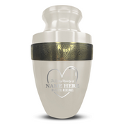 Personalized Adult Human Cremation Urn with Custom Engraved Name on Metal Aluminum Vessel for Ashes and Remains | Elite Series Human Urn with Gold Inlay | 200 Lbs | Heart | Black