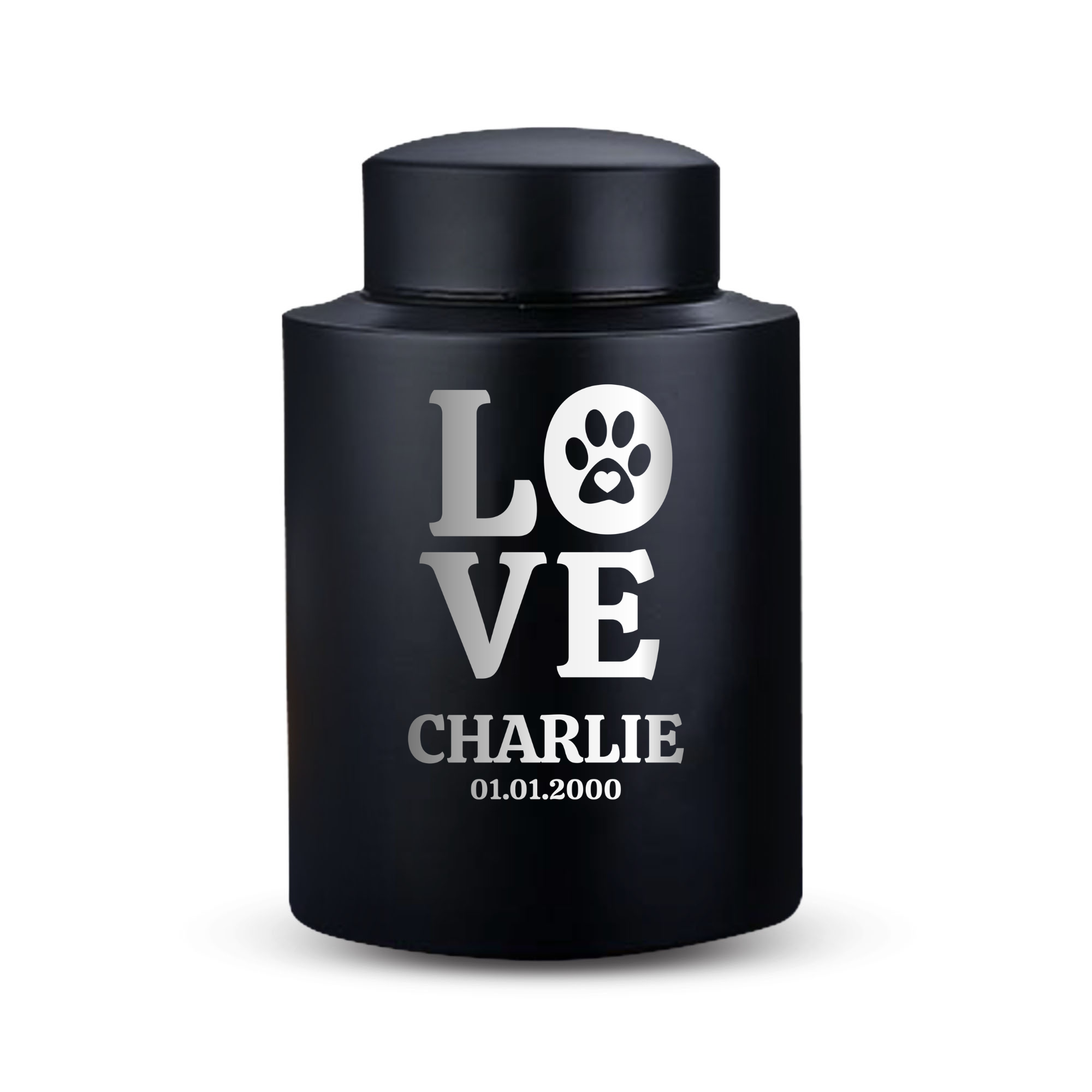 Horizon Dog Cremation Urn – Black Stainless Steel – 50–115 Cubic Inch | Memorial Theme