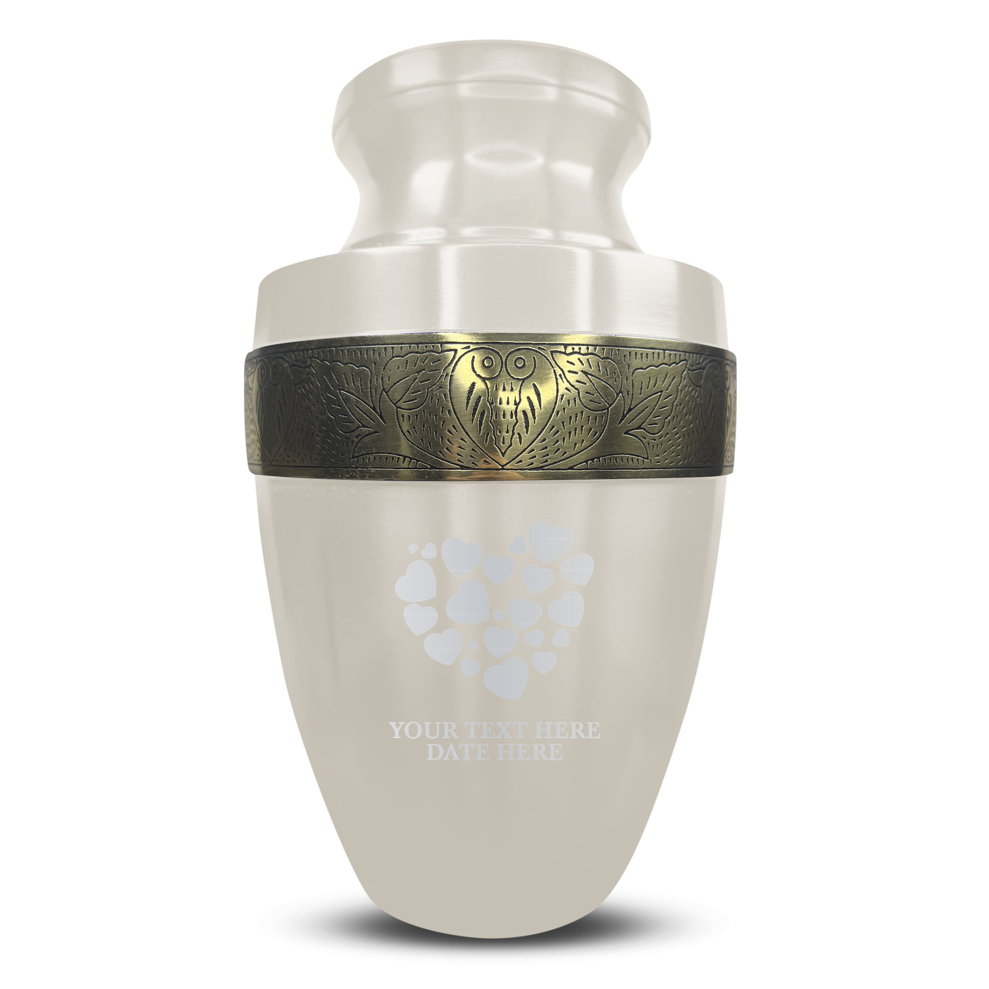 Elite Human Cremation Urn – 200 Cubic Inch – Aluminum with Gold Inlay | Traditional Memorial
