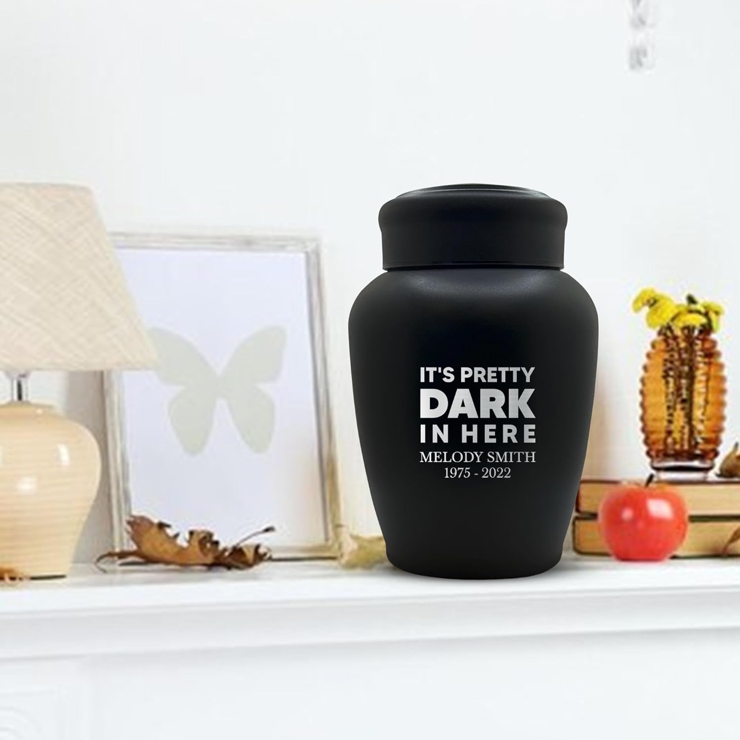 Personalized Stainless Steel Human Urn - 150 lbs - Funny Handle with Care Design