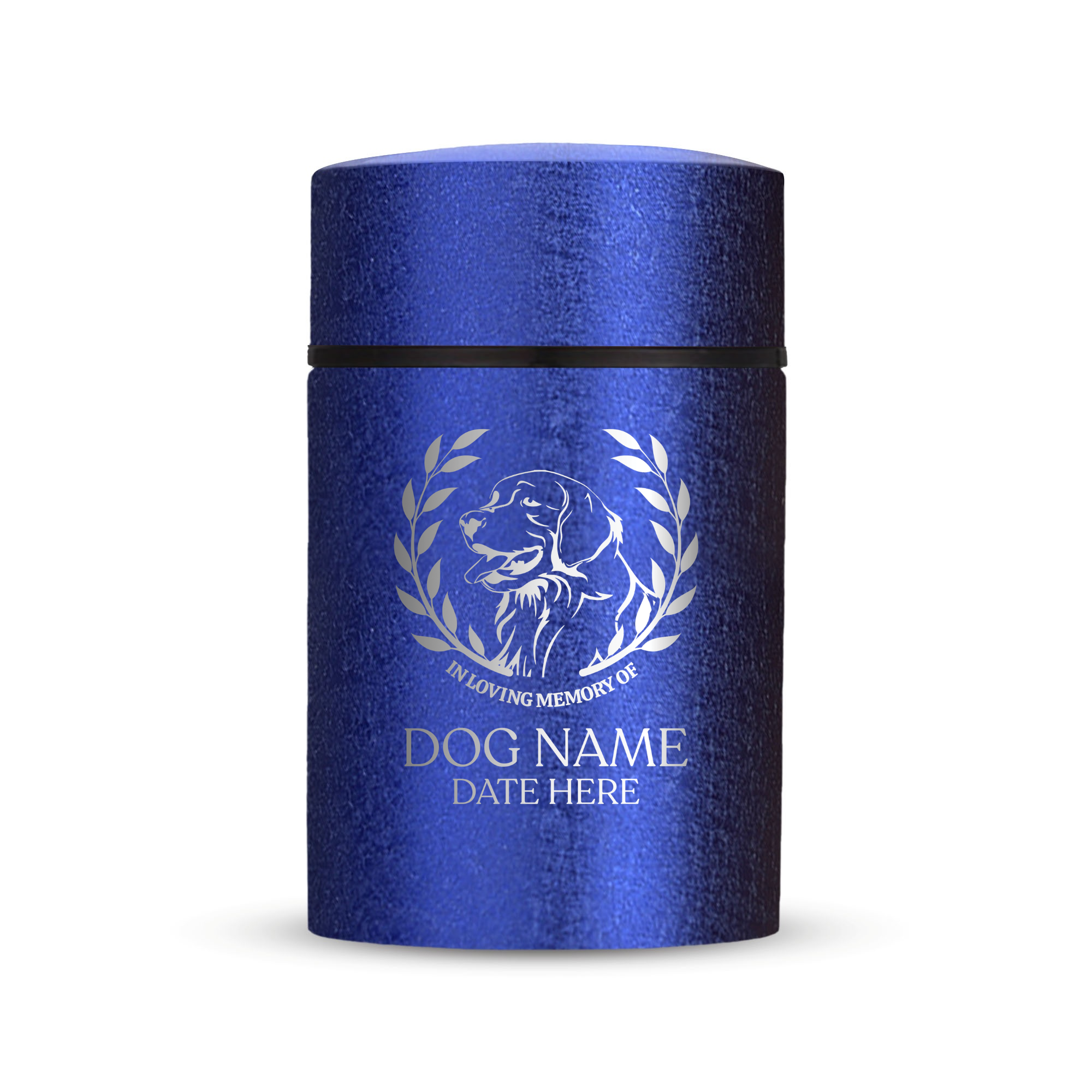 Custom Compact Mini Keepsake Dog Urn - Stainless Steel - Textured Finish - 8 Cubic Inch | Dog Breed