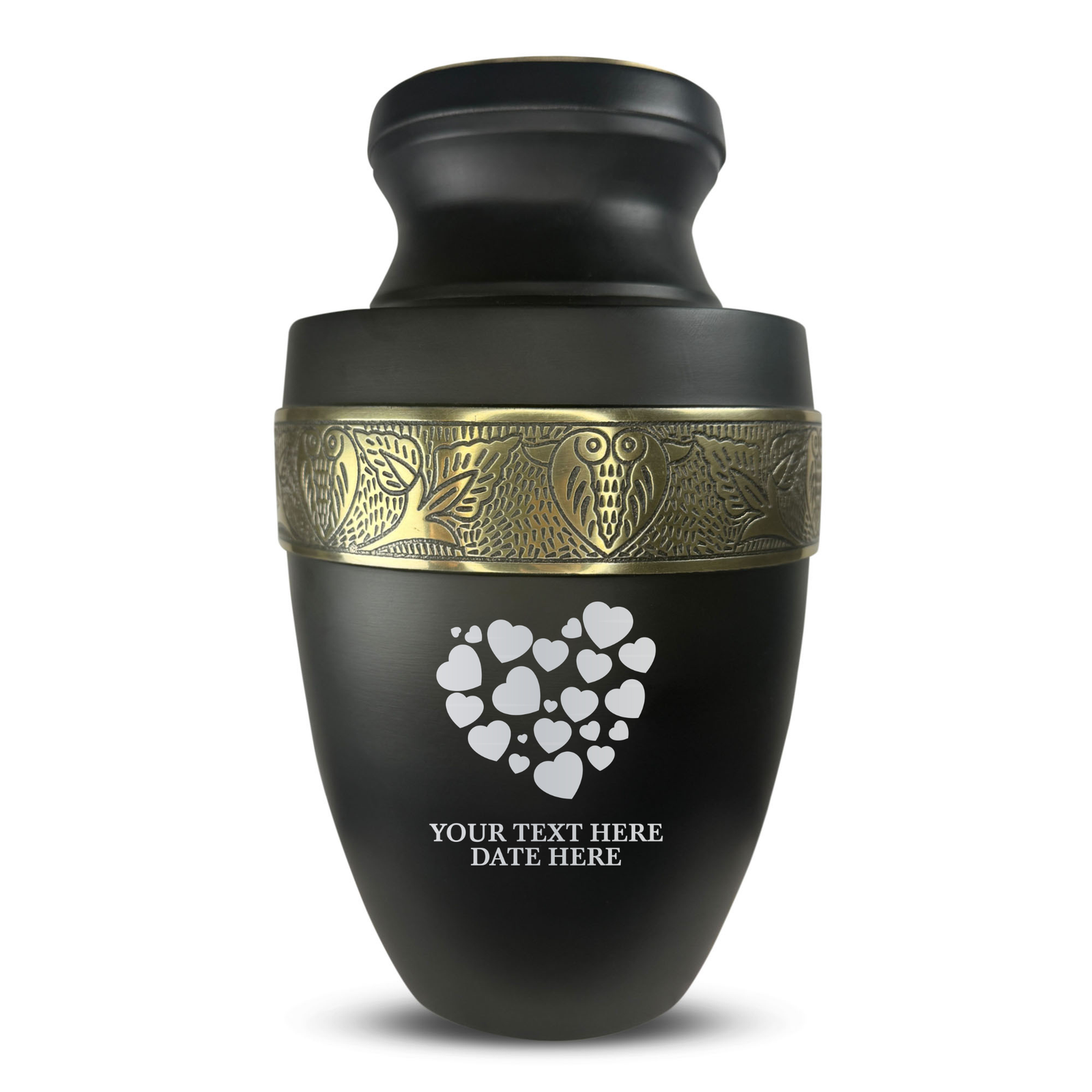 Elite Human Cremation Urn – 200 Cubic Inch – Aluminum with Gold Inlay | Traditional Memorial