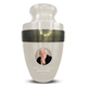 Elite Human Cremation Urn - 200 Cubic Inch - Aluminum with Gold Inlay | Custom Photo