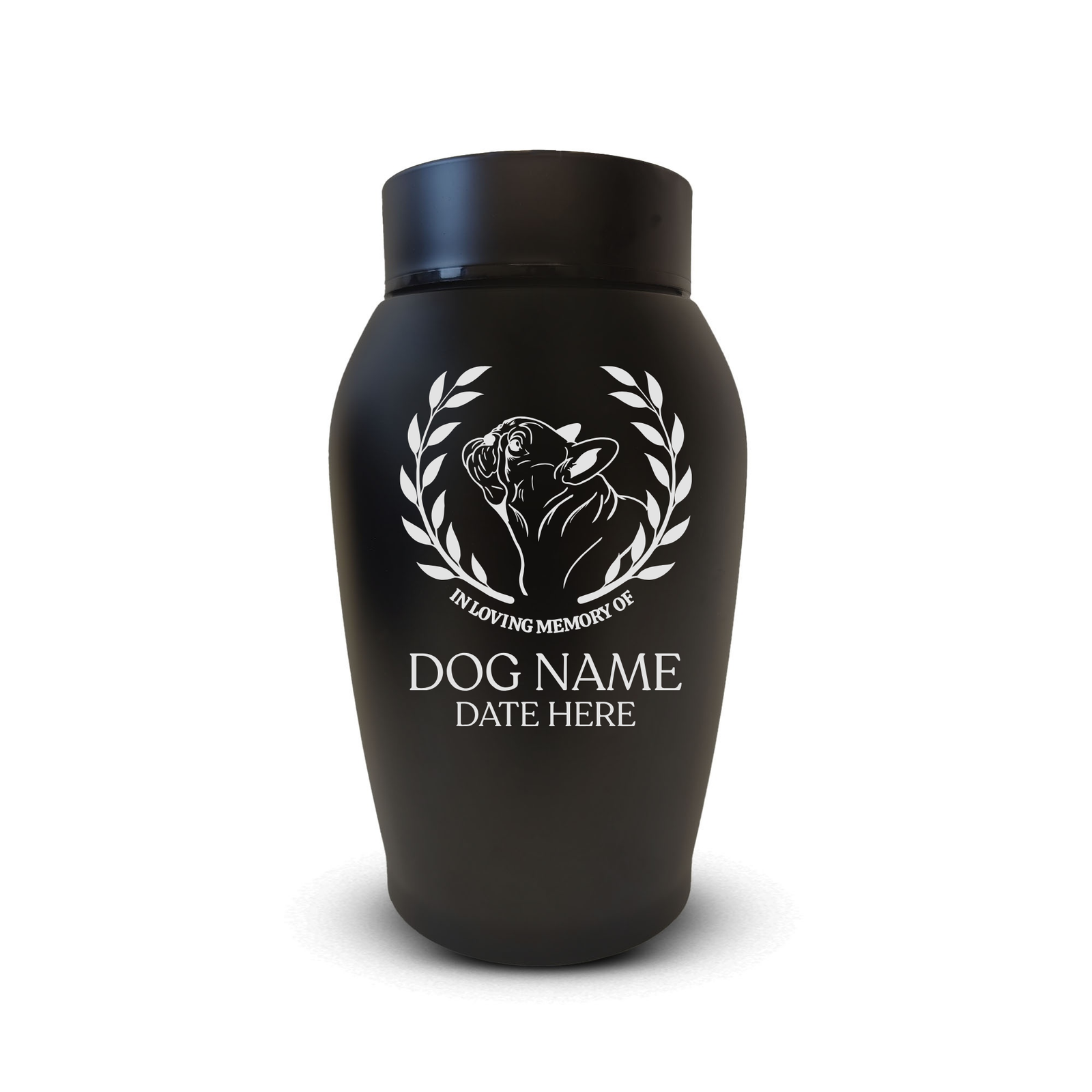 Medium Custom Dog Urn – 50 Cubic Inch – Stainless Steel | Dog Breed Design