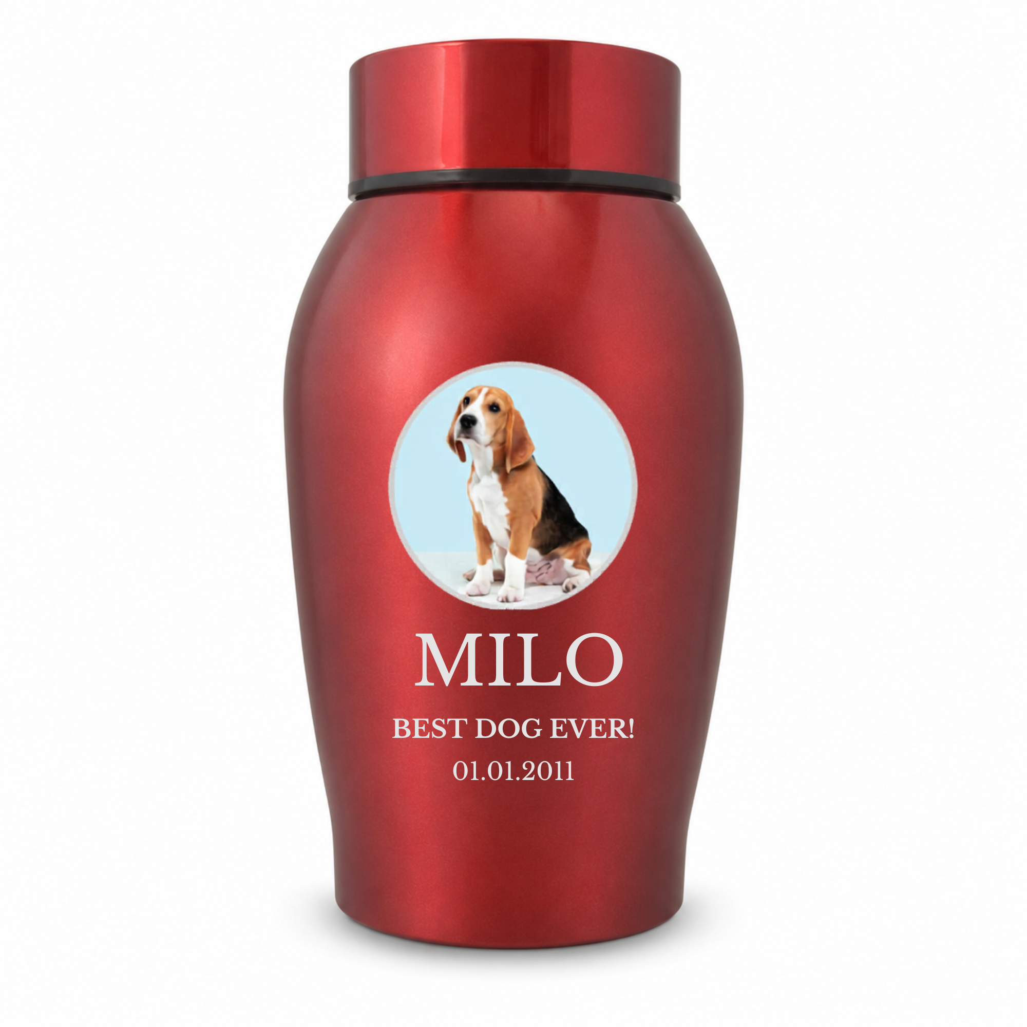 Medium Custom Pet Urn – 50 Cubic Inch – Stainless Steel | Custom Photo