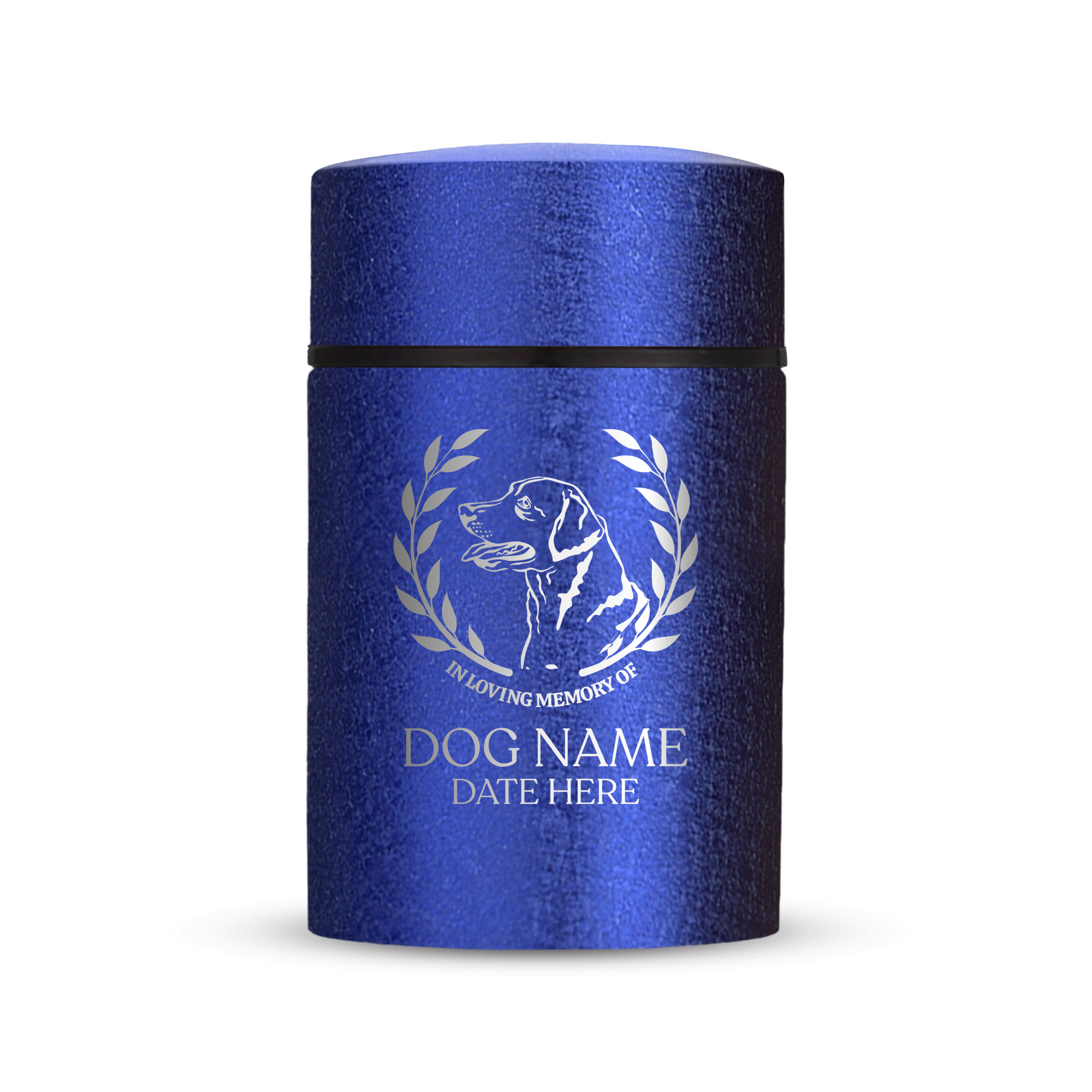 Custom Compact Mini Keepsake Dog Urn - Stainless Steel - Textured Finish - 8 Cubic Inch | Dog Breed