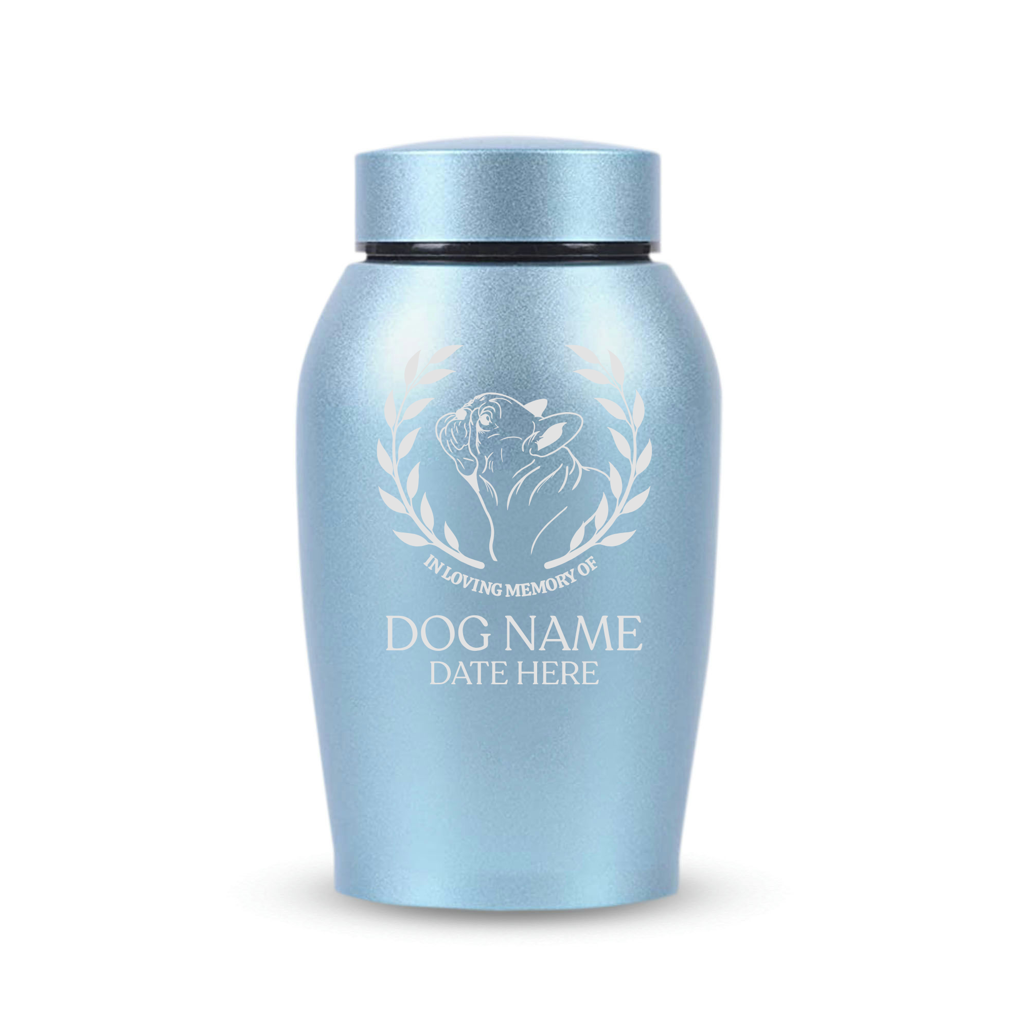 Medium Custom Dog Urn – 50 Cubic Inch – Stainless Steel | Dog Breed Design