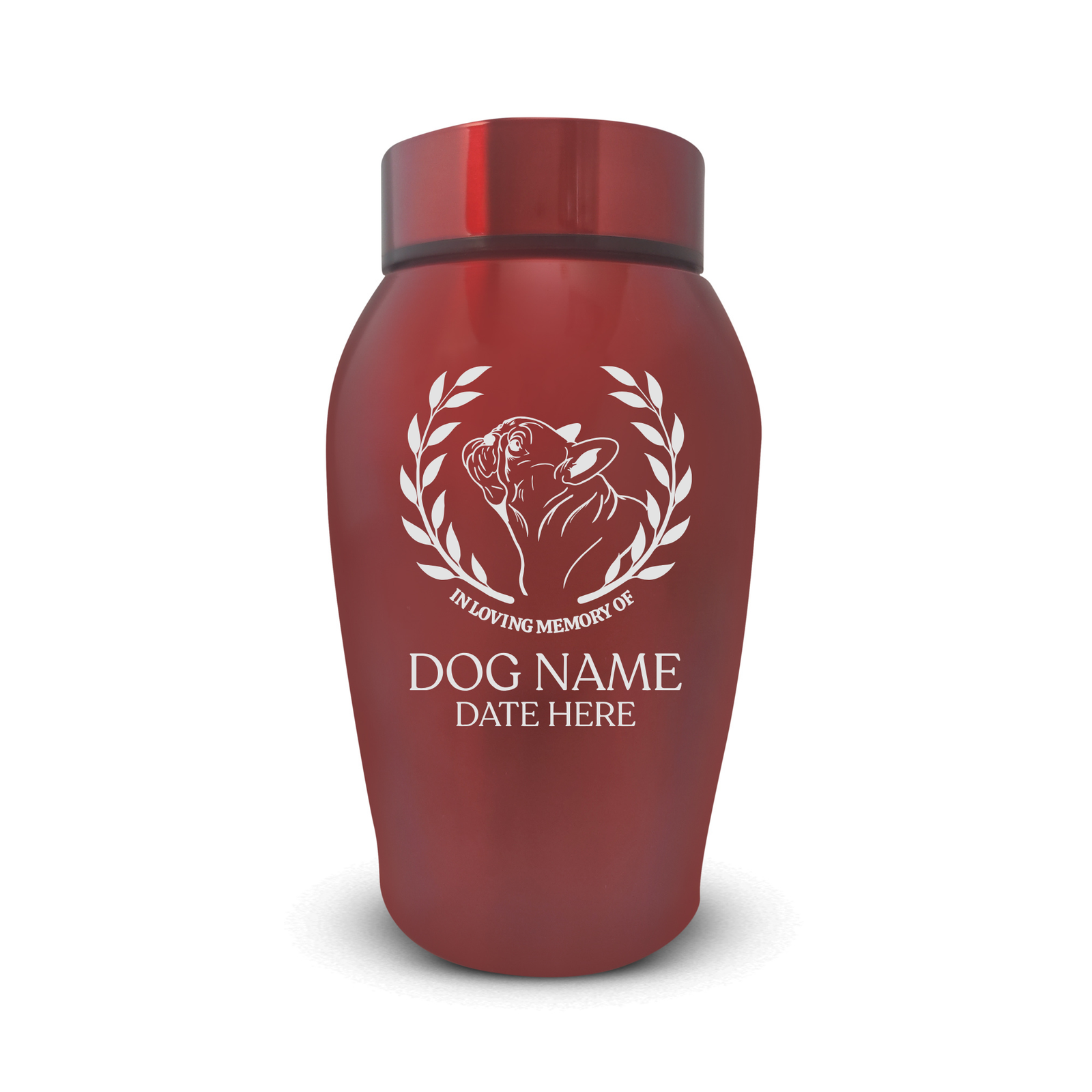 Medium Custom Dog Urn – 50 Cubic Inch – Stainless Steel | Dog Breed Design