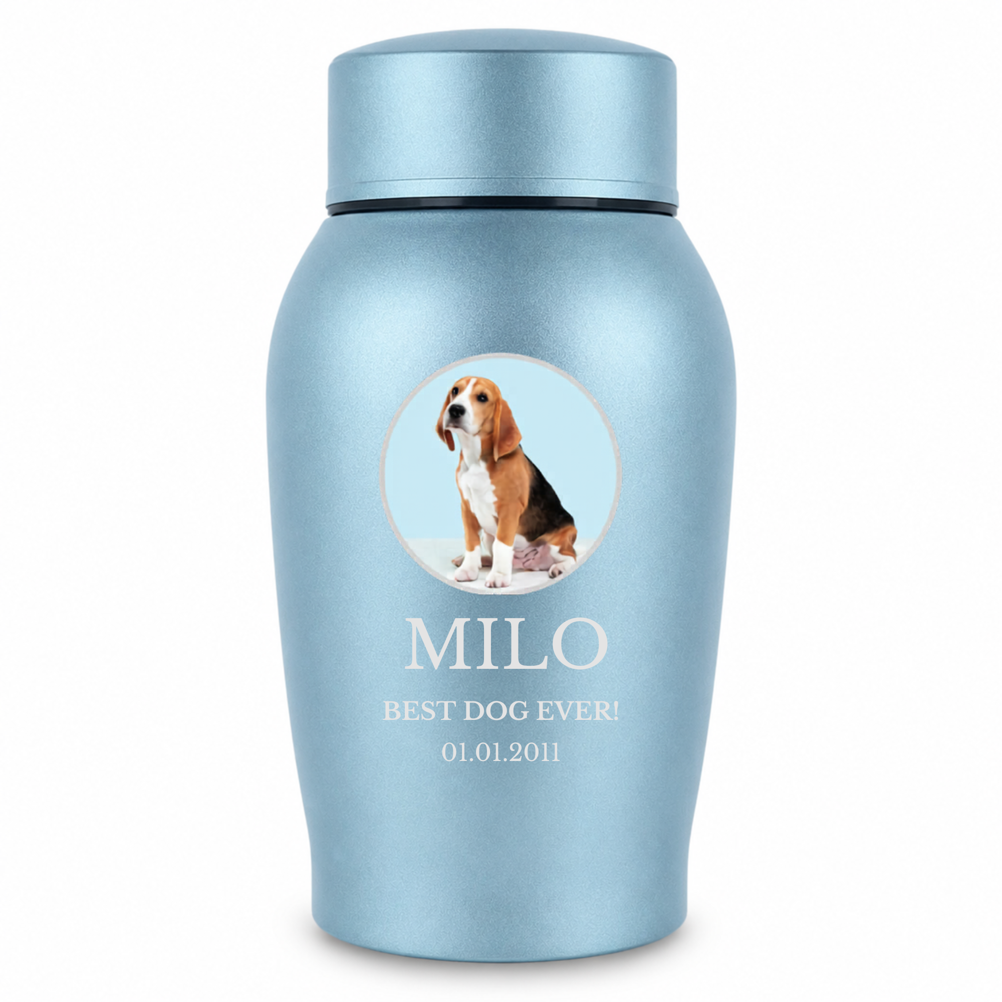 Medium Custom Pet Urn – 50 Cubic Inch – Stainless Steel | Custom Photo