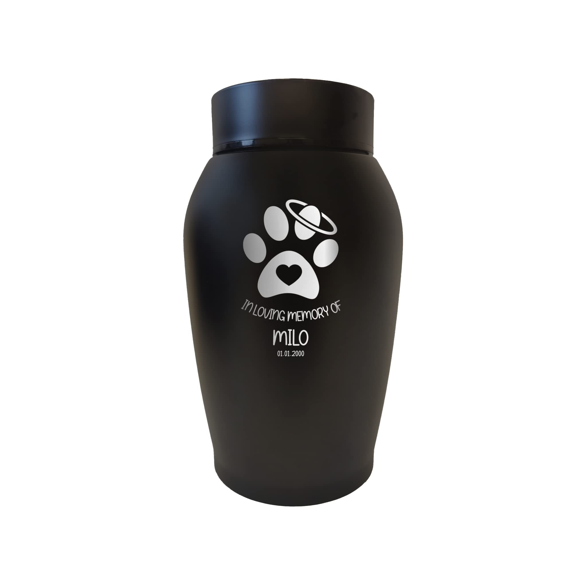 Custom Stainless Steel Cat Urn - Stainless Steel - Powder Coated Finish - 25 Cubic Inch