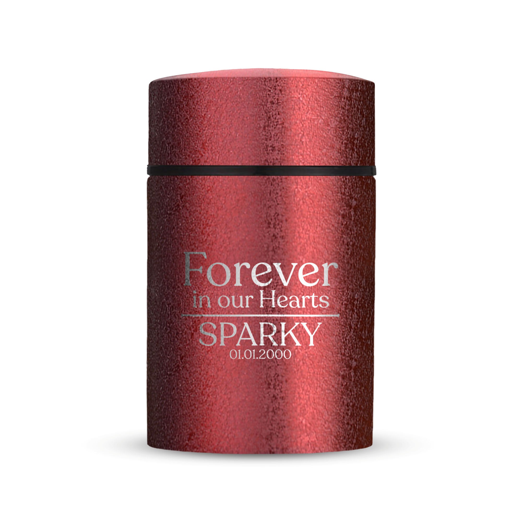 Custom Compact Mini Keepsake Dog Urn - Stainless Steel - Textured Finish - 8 Cubic Inch | Memorial Theme