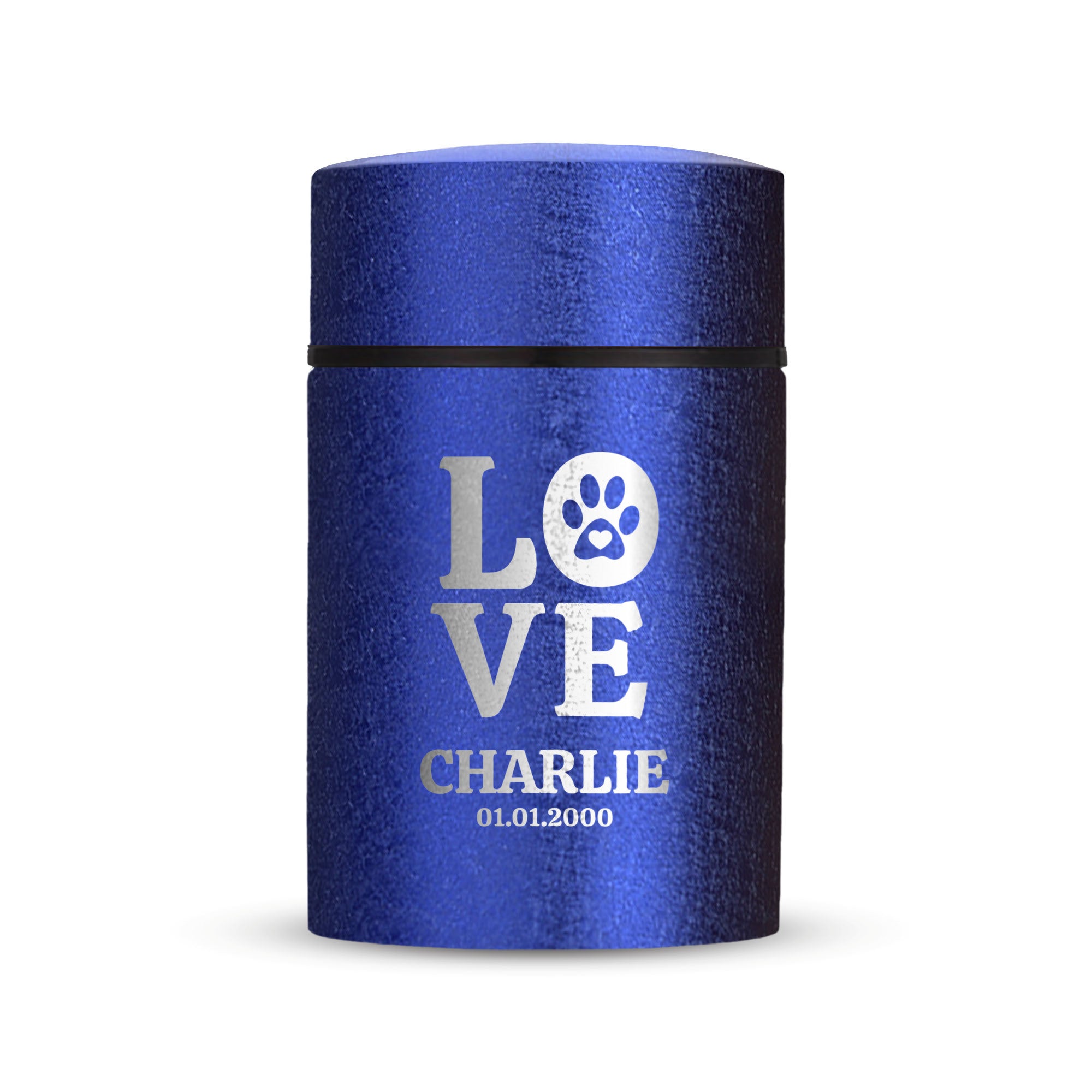 Custom Compact Mini Keepsake Dog Urn - Stainless Steel - Textured Finish - 8 Cubic Inch | Memorial Theme