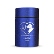 Custom Compact Mini Keepsake Dog Urn - Stainless Steel - Textured Finish - 8 Cubic Inch