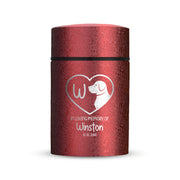 Custom Compact Mini Keepsake Dog Urn - Stainless Steel - Textured Finish - 8 Cubic Inch