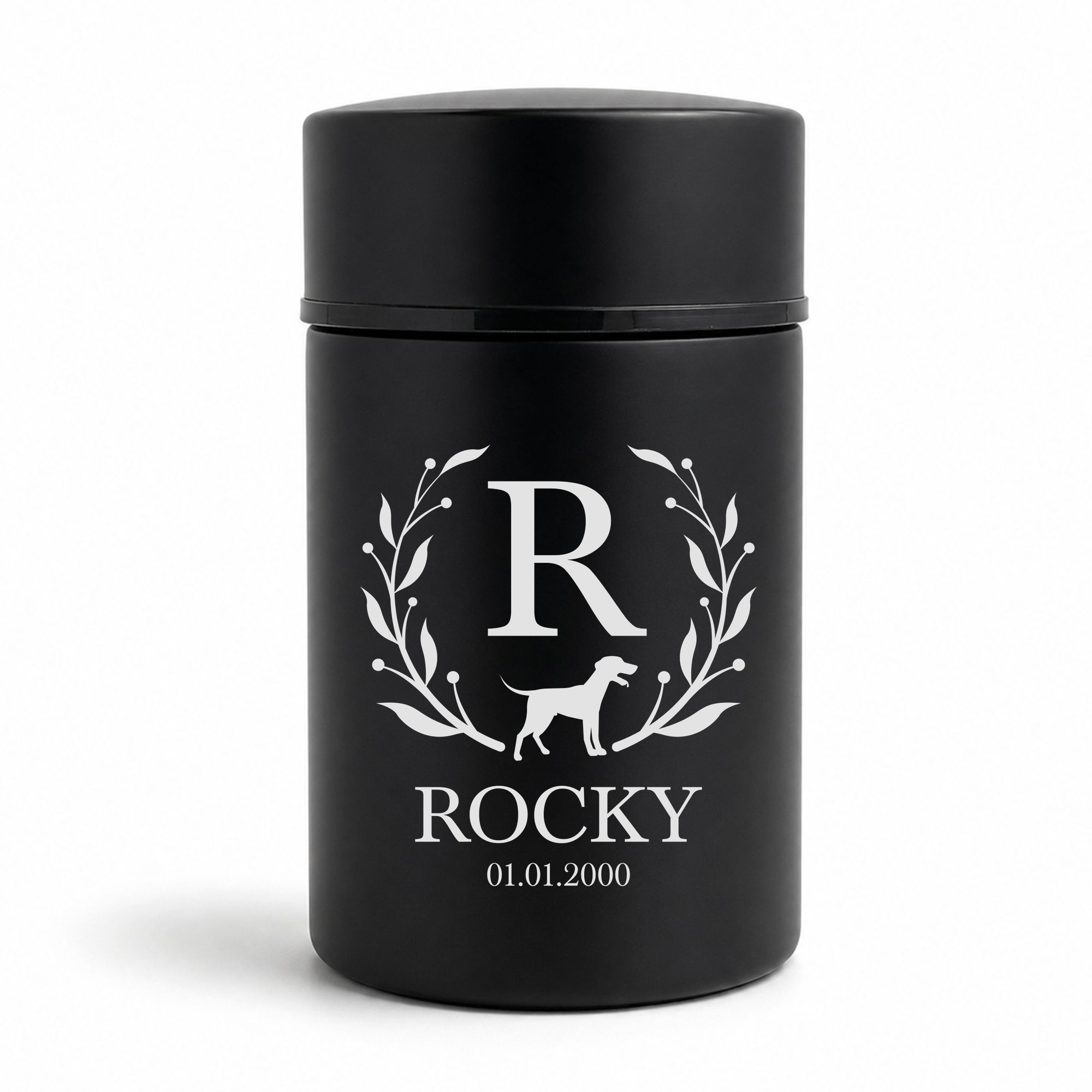 Custom Compact Mini Keepsake Dog Urn - Stainless Steel - Textured Finish - 8 Cubic Inch | Memories Collection