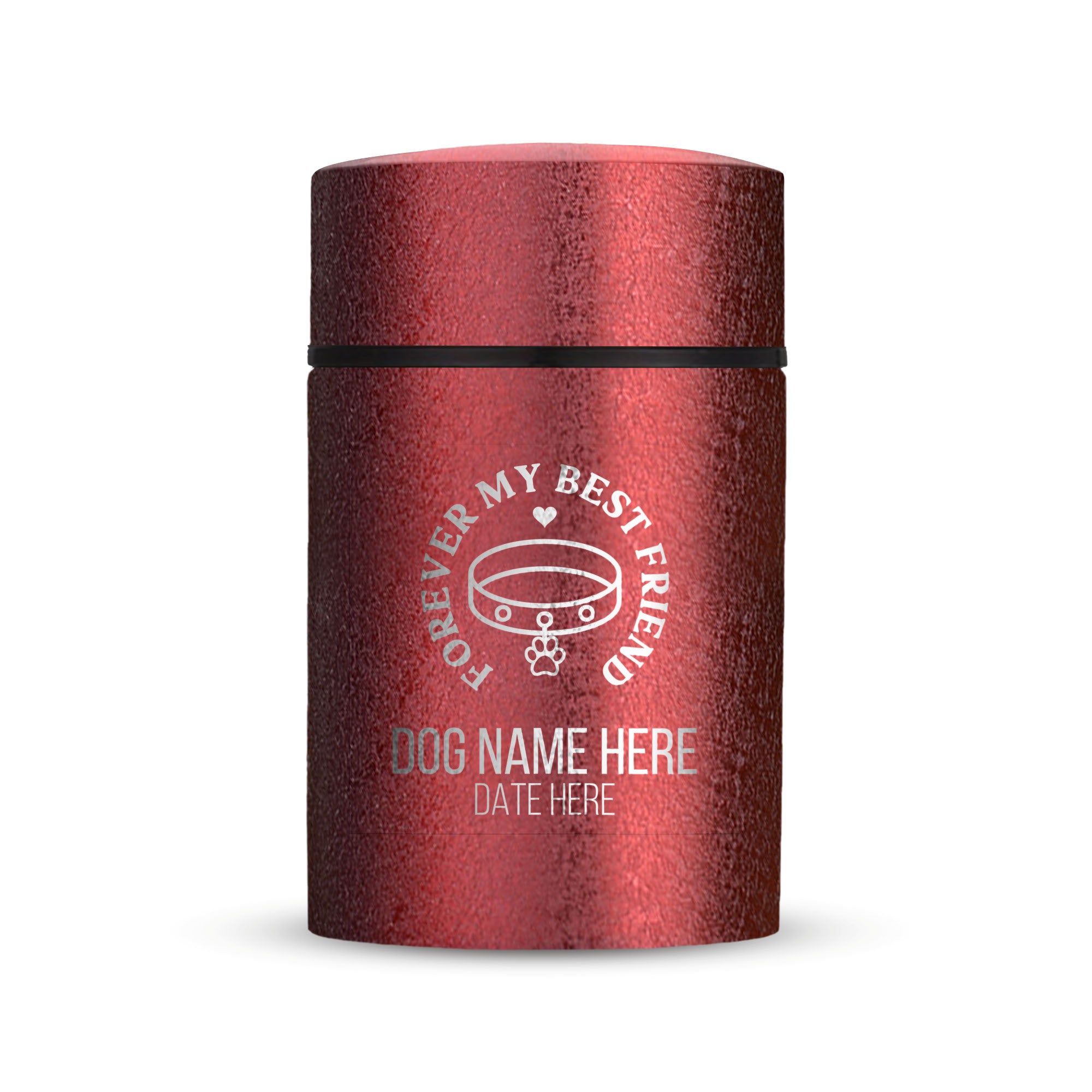Custom Compact Mini Keepsake Dog Urn - Stainless Steel - Textured Finish - 8 Cubic Inch | Memorial Theme