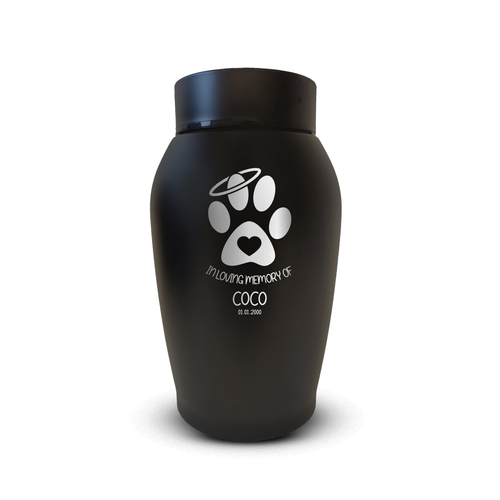 Custom Pet Urn for Dogs - Laser Engraved Stainless Steel Urn - Up to 50lbs of Ashes