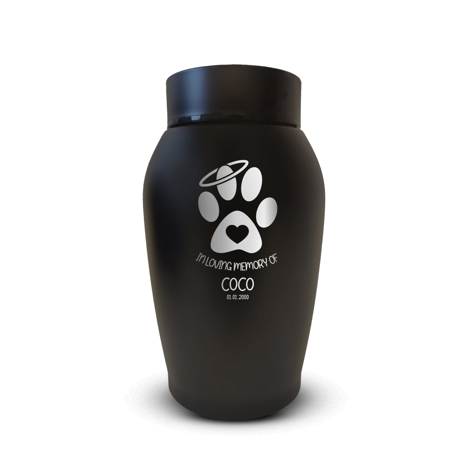 Cusom Small Dog Urn -Stainless Steel - Powder Coated Finish - 16 Cubic Inch