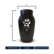 Cusom Small Cat Urn -Stainless Steel - Powder Coated Finish - 16 Cubic Inch