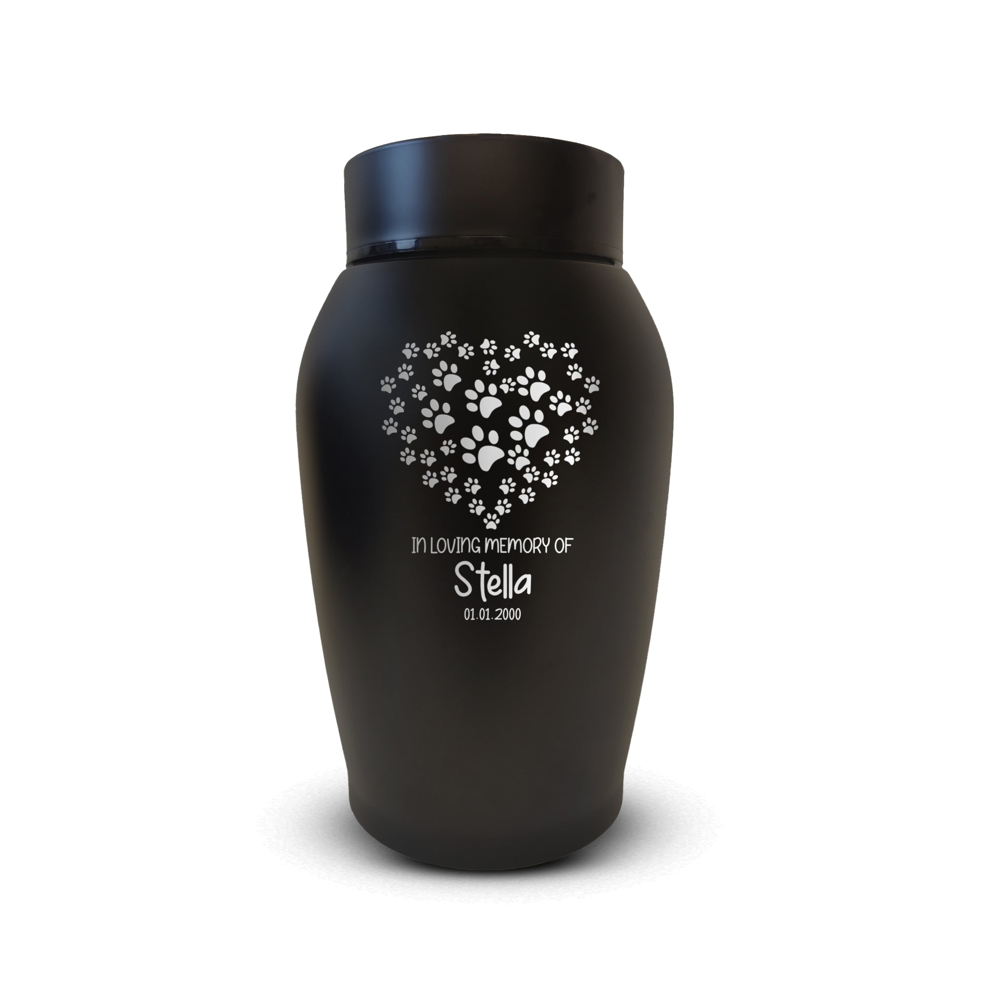 Custom Pet Urn for Dogs - Laser Engraved Stainless Steel Urn - Up to 50lbs of Ashes