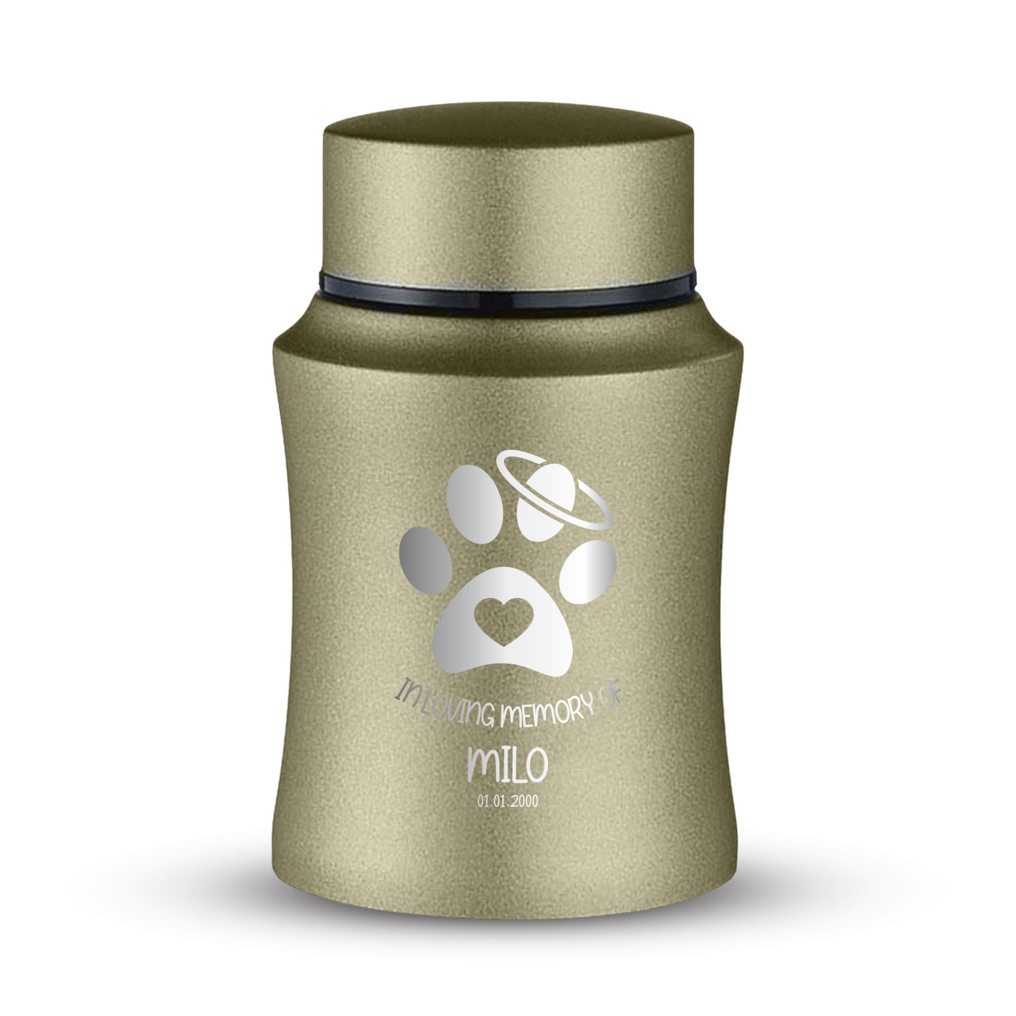 Custom Small Keepsake Cremation Urn for Small Cats - Laser Engraved - Fit up to 10lbs - Powder Coated Stainless Steel Urn