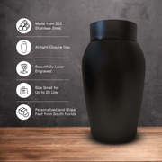 Custom Pet Urn for Dogs - Laser Engraved Stainless Steel Urn - Up to 50lbs of Ashes