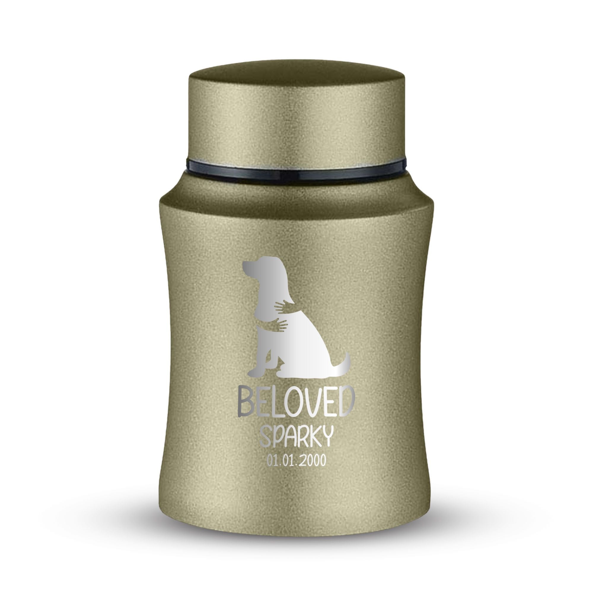 Custom Small Keepsake Cremation Urn for Small Dogs - Laser Engraved - Fit up to 10lbs - Powder Coated Stainless Steel Urn